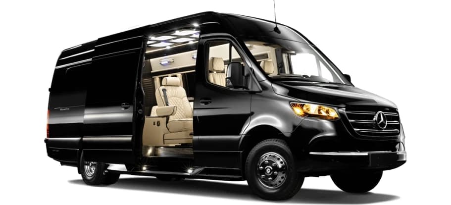Luxury Sprinter Van (Mercedes-Benz Sprinter) — Luxe Elite Transportation chauffeured vehicle seating up to 10 passengers for LAX, SNA, LGB and BUR airport transfers, Temecula wine tours, and Orange County corporate and group transportation